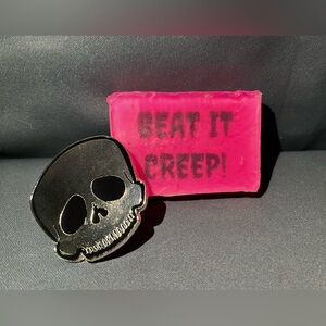 Pinup Couture Beat It Creep Soap Bar And A Deadly Dames Signature Brooch Set NIB